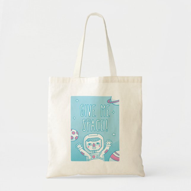 Bolso De Tela Cute Dame espacio Pun Doodle Astronauta Tote (Frente)