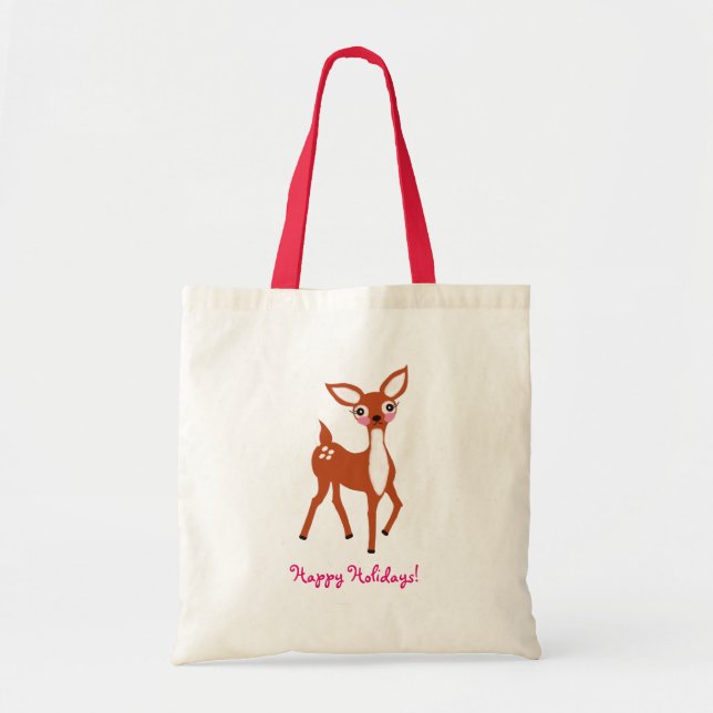 Bolso De Tela Cute Deer Navidad (Frente)