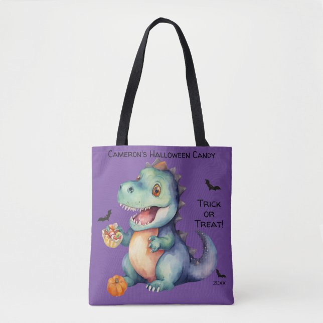 Bolso De Tela Cute Dinosaur Halloween Candy (Anverso)