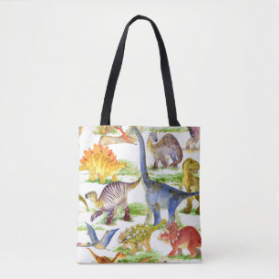 Bolso De Tela Cute Dinosaurios Acuarela Arte Sin Marea