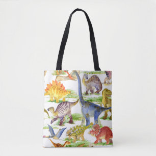 Bolso De Tela Cute Dinosaurios Acuarela Arte Sin Marea