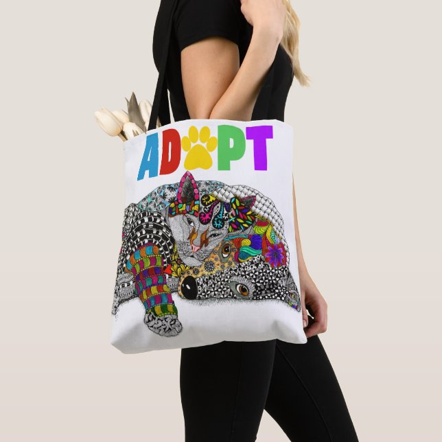 Bolso De Tela Cute Dog and Cat Pet Adoption Tote Bag (Detalle)