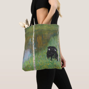 Bolso De Tela Cute Dog Pug Gustav Klimt Forest AOP