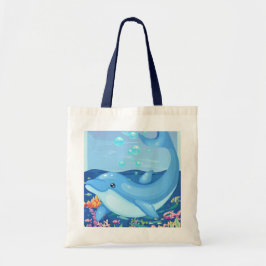 Bolso De Tela Cute Dolphin Bubbles Sea Life