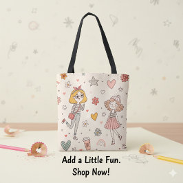 Bolso De Tela Cute Doodle Girls Full-Print Tote Bag