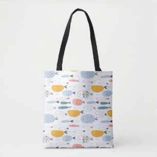 Bolso De Tela Cute Doodle School of Fish Pattern