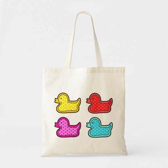 Bolso De Tela Cute Dotty Colorful Ducks (Frente)