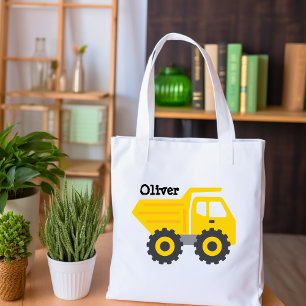 Bolso De Tela Cute Dump Camión amarillo Nombre de la escuela