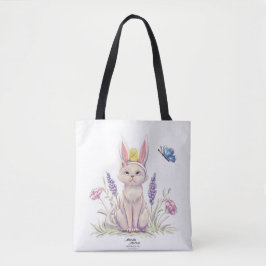 Bolso De Tela Cute Easter Cat with Chick Illustration Tote Bag