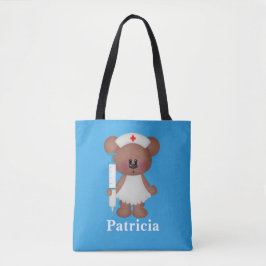 Bolso De Tela Cute enfermera oso añada tote de nombre