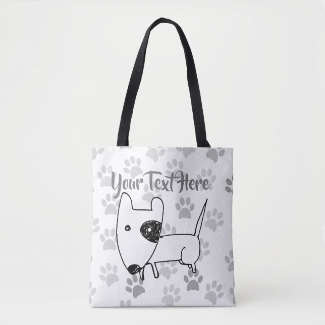 Bolso De Tela Cute English Bull Terrier (Anverso)