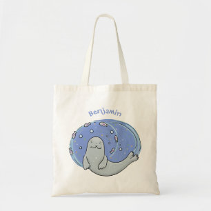 Bolso De Tela Cute feliz foca y pez ilustración de dibujos anima