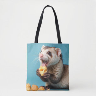 Bolso De Tela Cute Ferret comiendo bolas de queso