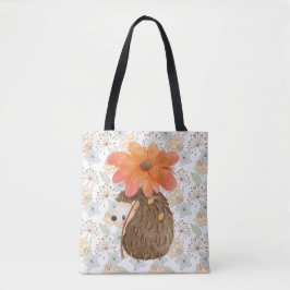 Bolso De Tela Cute Floral Watercolor Hedgehog