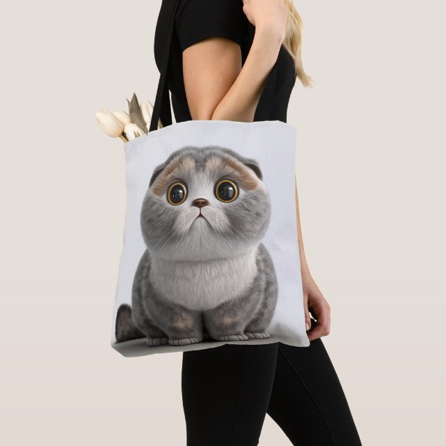 BOLSO DE TELA CUTE FLUFFY SCOTTISCH FOLD CAT (Detalle)