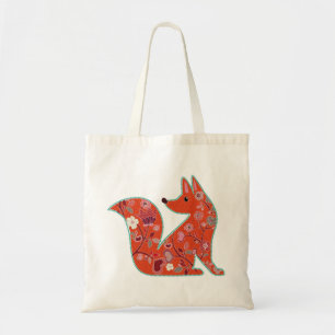 Bolso De Tela Cute Fox Floral Pattern Folk Art