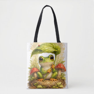 Bolso De Tela Cute Frog Tote Bag Leaf Umbrella Kawaii
