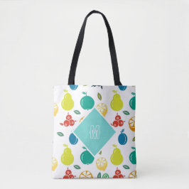 Bolso De Tela Cute Frutas de Monograma Simple y Colorido Cumplea