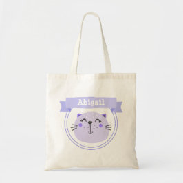 Bolso De Tela Cute Gato Púrpura | Niños/Chicas personalizados