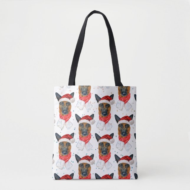 Bolso De Tela Cute German Shepherd Dog Christmas Pattern (Anverso)