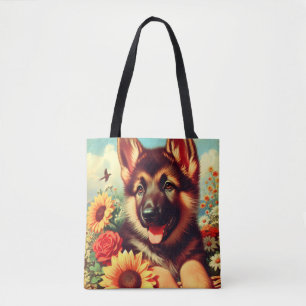 Bolso De Tela Cute German Shepherd Pinting