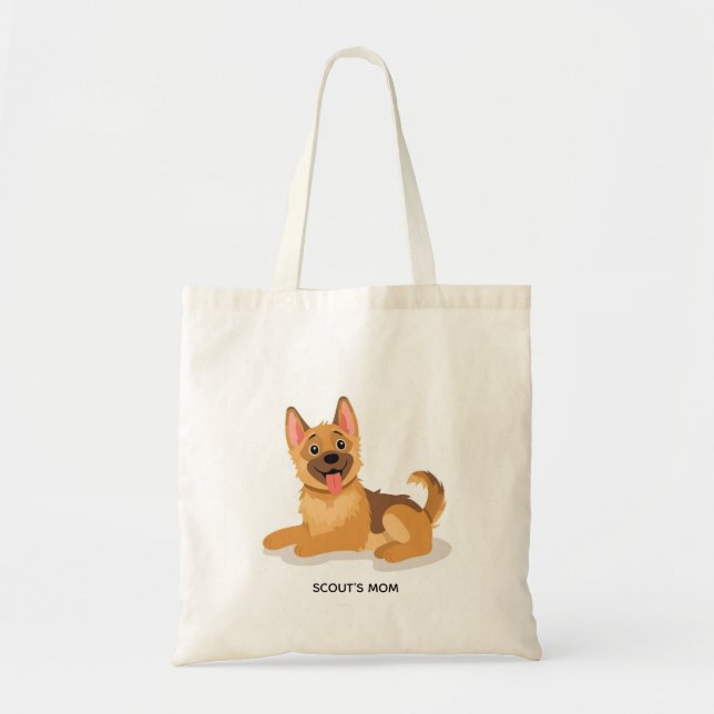 Bolso De Tela Cute German Shepherd Puppy Illustration Reusable (Frente)