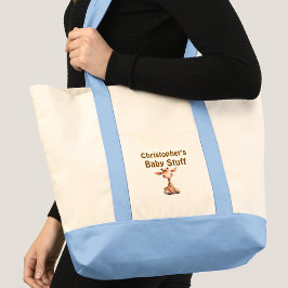 Bolso De Tela Cute giraffe baby stuff name blue brown