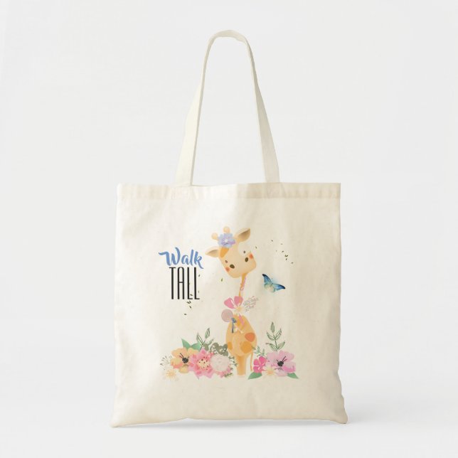 Bolso De Tela Cute Giraffe Walk Tall Typography (Frente)