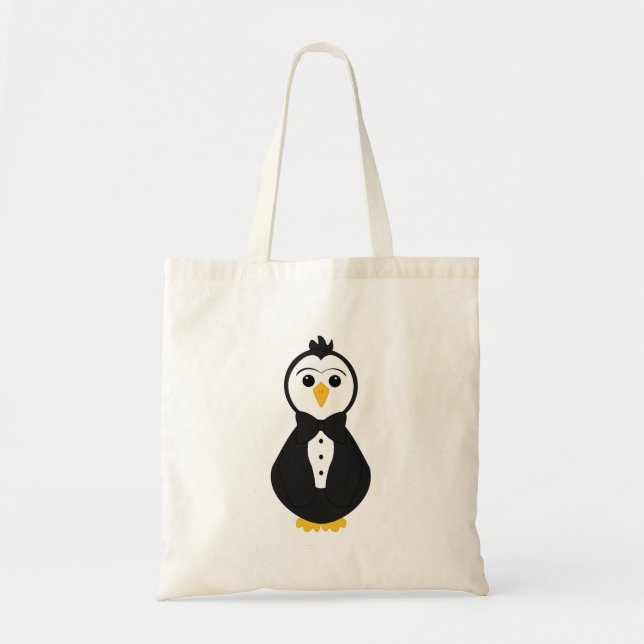 Bolso De Tela Cute Groom Penguin (Frente)