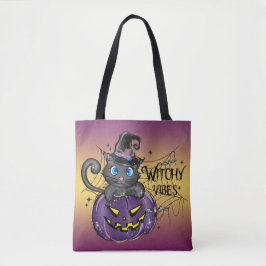 BOLSO DE TELA CUTE HALLOWEEN BLACK CAT WITKIN