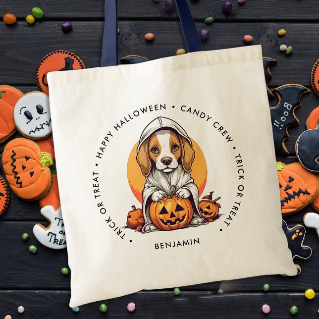 Bolso De Tela Cute Halloween Cuppy Dog Lover Candy Personalizado (Subido por el creador)