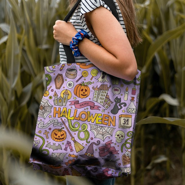 Bolso De Tela Cute Halloween Doodle Pattern (Subido por el creador)