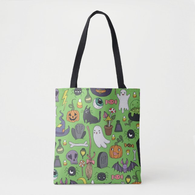 Bolso De Tela Cute hand drawn seamless patterns with cute hand d (Anverso)