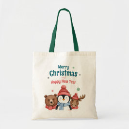 Bolso De Tela Cute Happy Animal Watercolor Christmas