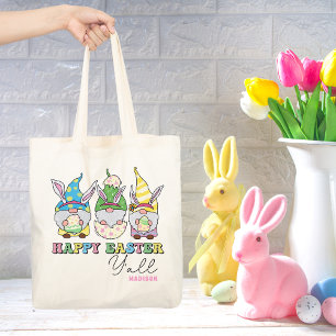 Bolso De Tela Cute Happy Easter Y'all Gnomes Nombre Personalizad