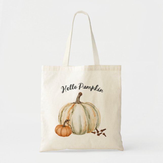 Bolso De Tela Cute Hola Calabaza Especiada Cómodo Otoño (Frente)