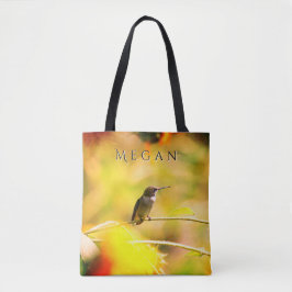 Bolso De Tela Cute Hummingbird con nombre personalizado de giras