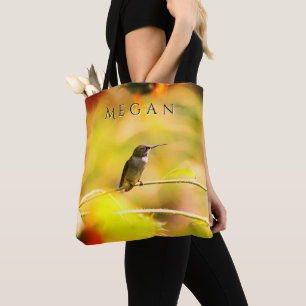 Bolso De Tela Cute Hummingbird con nombre personalizado de giras