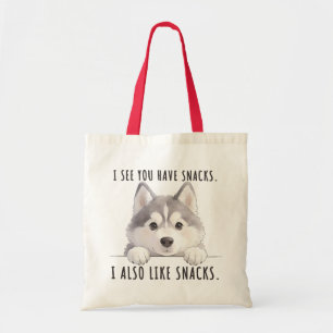 Bolso De Tela Cute Husky Dog Snacks Quote Funny Minimalist
