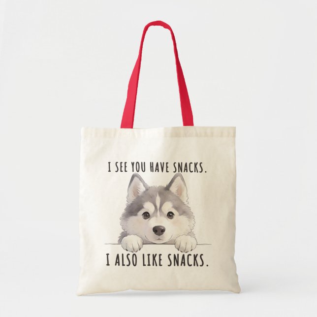 Bolso De Tela Cute Husky Dog Snacks Quote Funny Minimalist (Frente)