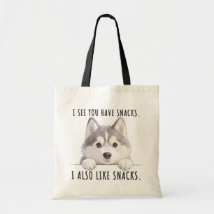 Bolso De Tela Cute Husky Dog Snacks Quote Funny Minimalist