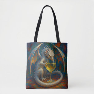 Bolso De Tela Cute Ivory Dragon & Fantasía de Vino Blanco Arte