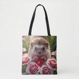 Bolso De Tela Cute January Hedgehog with Garnet Heart
