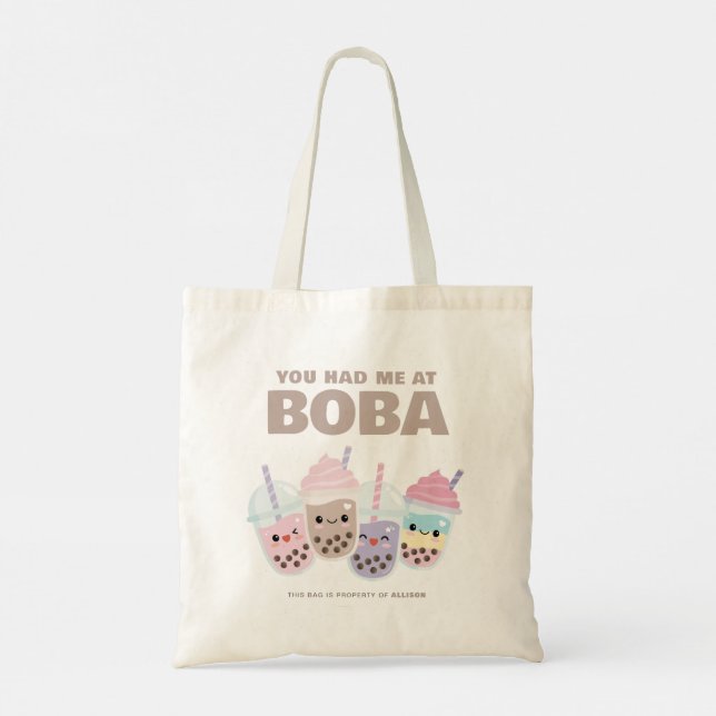 Bolso De Tela Cute Kawaii Boba Bubble Tea Tote Bag (Reverso)