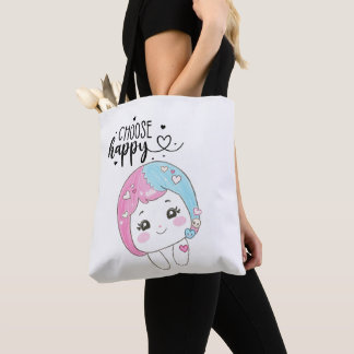 Bolso De Tela Cute Kawaii “Choose Happy” – Adorable Posi