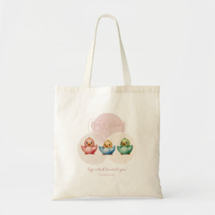 Bolso De Tela Cute Kawaii Egg Birds Pastel de Baby Shower de col