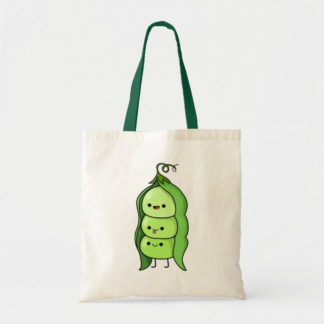 Bolso De Tela Cute Kawaii Happy Peas (Frente)