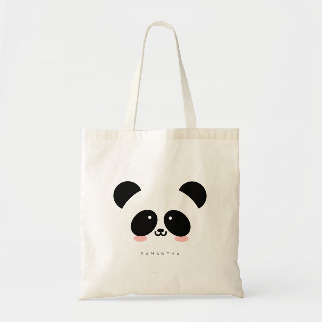 Bolso De Tela Cute Kawaii Panda| Agregar su nombre (Frente)