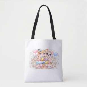 Bolso De Tela Cute Kawaii Pareja Recién Casada Animales Pastel P