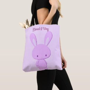 Bolso De Tela Cute Kawaii Pastel Morado Conejo de Pie Personaliz